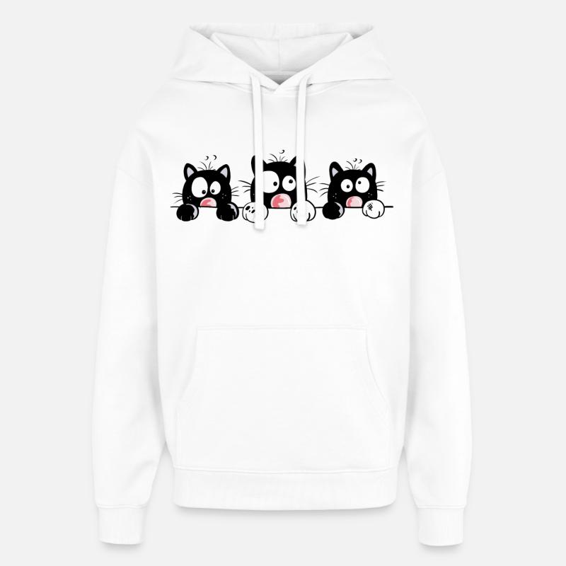 Drôle chat dessin animé - Sweat à capuche unisexe Stanley/Stella Oversized - blanc
