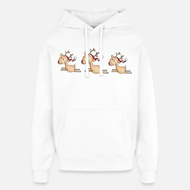 Trois Renne de Noël - Sweat à capuche unisexe Stanley/Stella Oversized - blanc