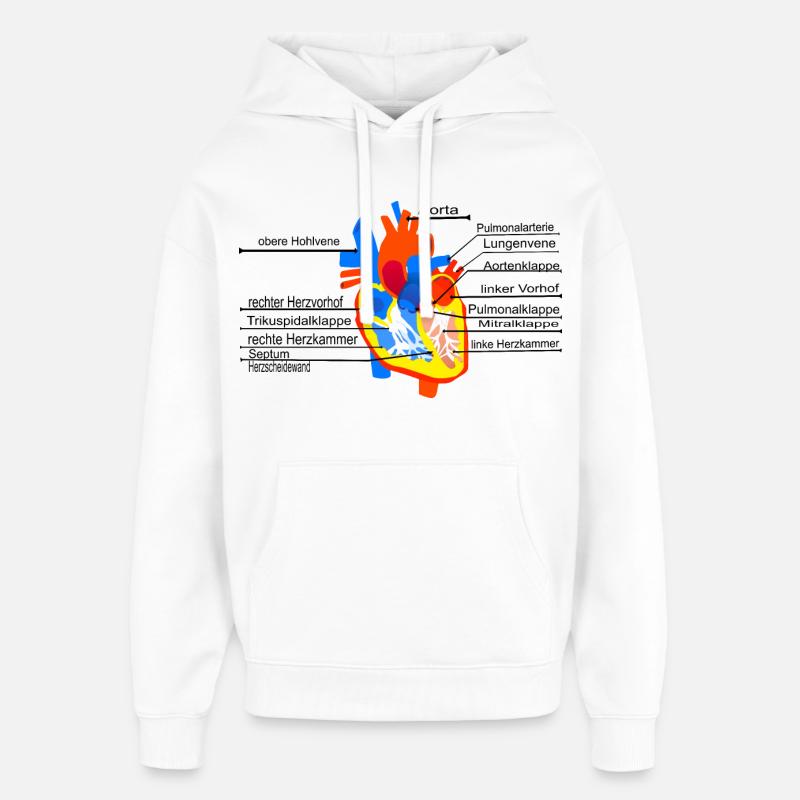 Coeur anatomique, Cor, - Sweat à capuche unisexe Stanley/Stella Oversized - blanc