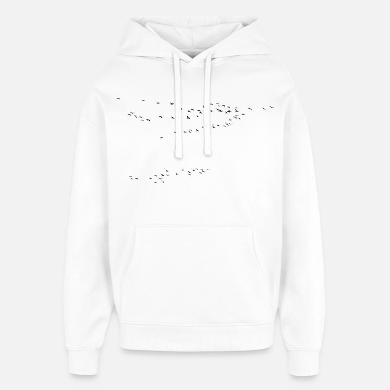 Grue grue printemps oiseaux - Sweat à capuche unisexe Stanley/Stella Oversized - blanc