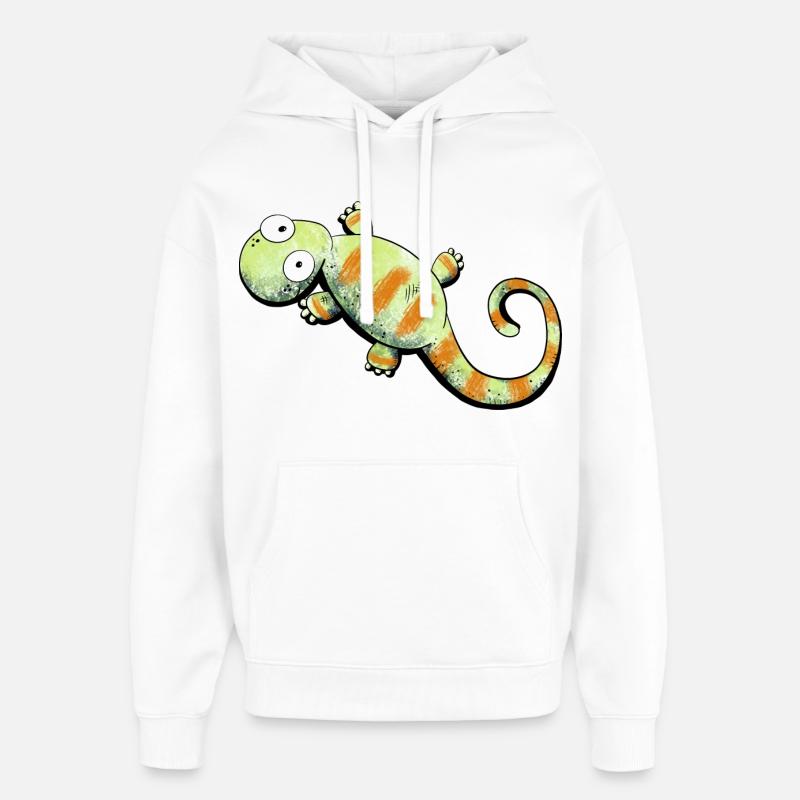 Joyeux Gecko I Lézard - Sweat à capuche unisexe Stanley/Stella Oversized - blanc
