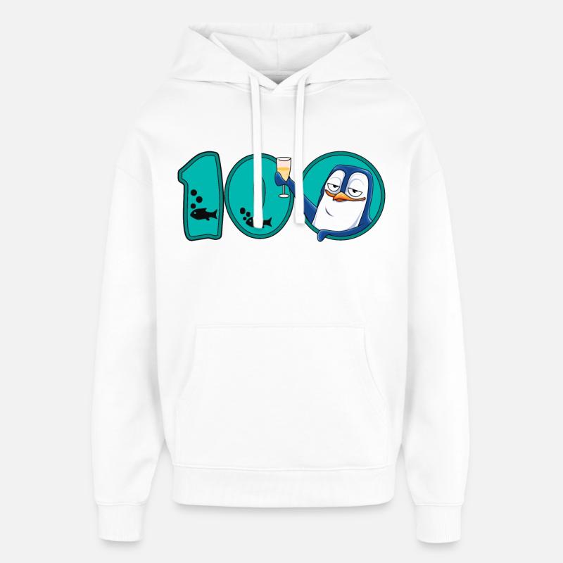 Pingouin du 100e anniversaire - Sweat à capuche unisexe Stanley/Stella Oversized - blanc