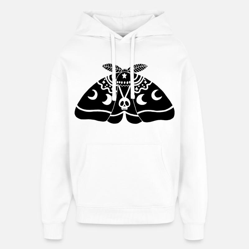 Papillon de nuit noir - Sweat à capuche unisexe Stanley/Stella Oversized - blanc