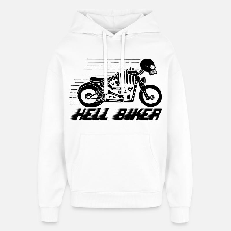 Moto squelette noire - Sweat à capuche unisexe Stanley/Stella Oversized - blanc
