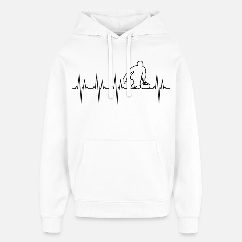 Curling électrocardiogramme ECG - Sweat à capuche unisexe Stanley/Stella Oversized - blanc