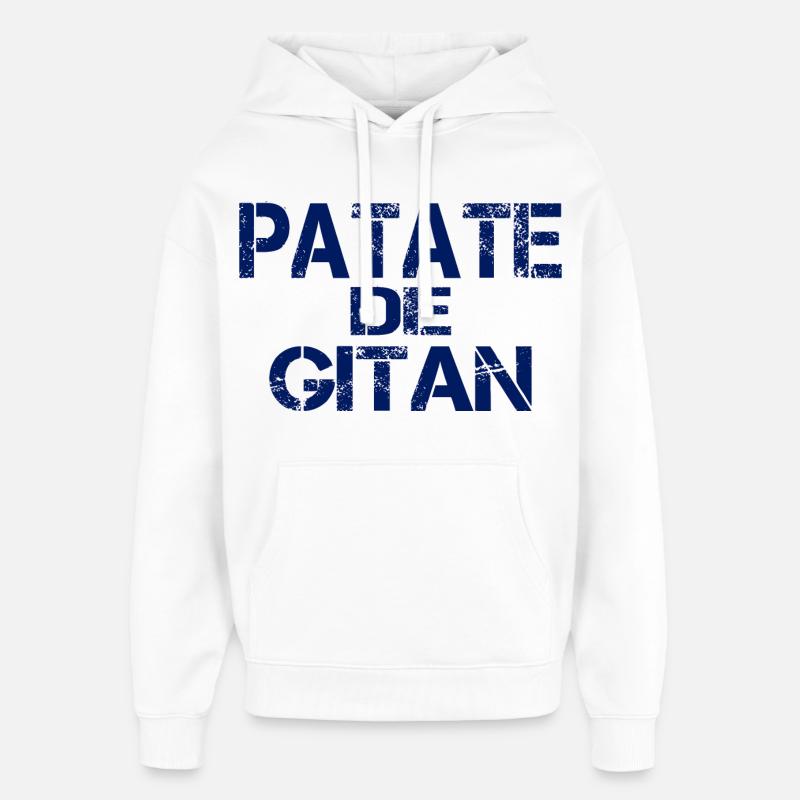 Patate GITAN bleu - Sweat à capuche unisexe Stanley/Stella Oversized - blanc