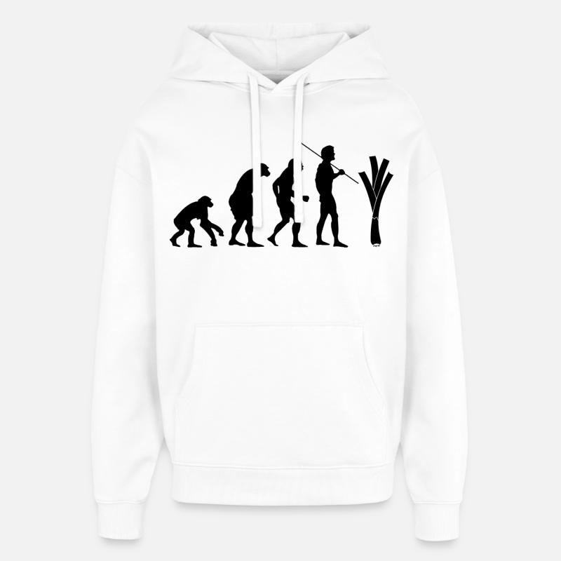 Evolution des Lauchs - Oversized Unisex Hoodie von Stanley/Stella - Weiß
