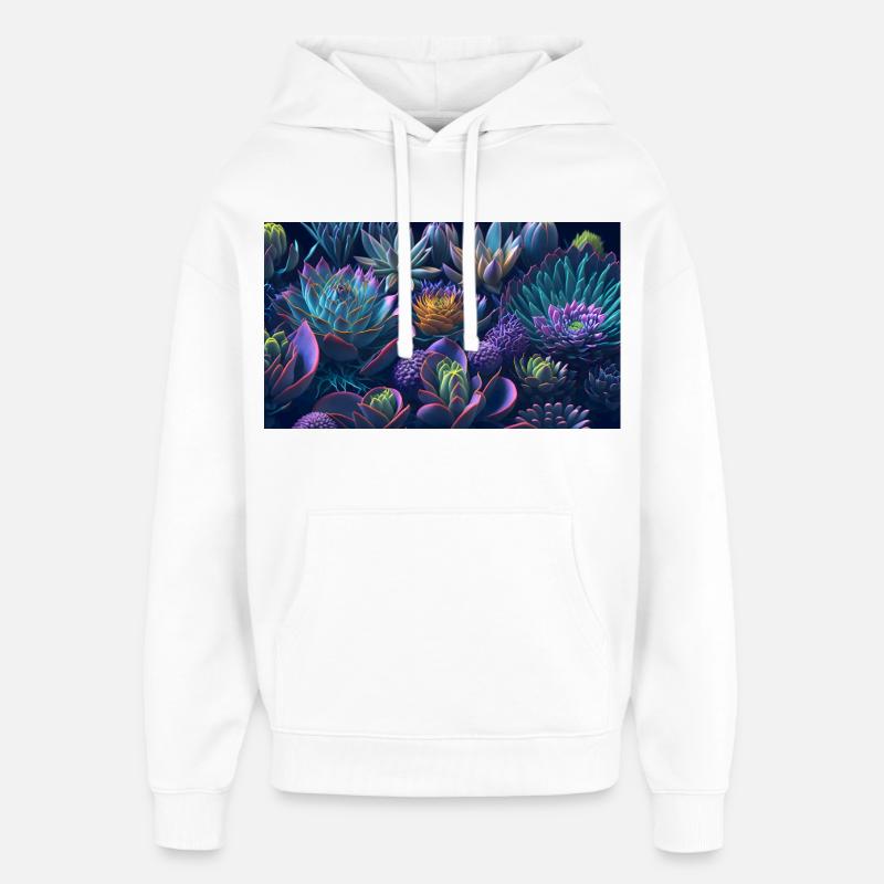Succulent cadeau Echeveria - Sweat à capuche unisexe Stanley/Stella Oversized - blanc