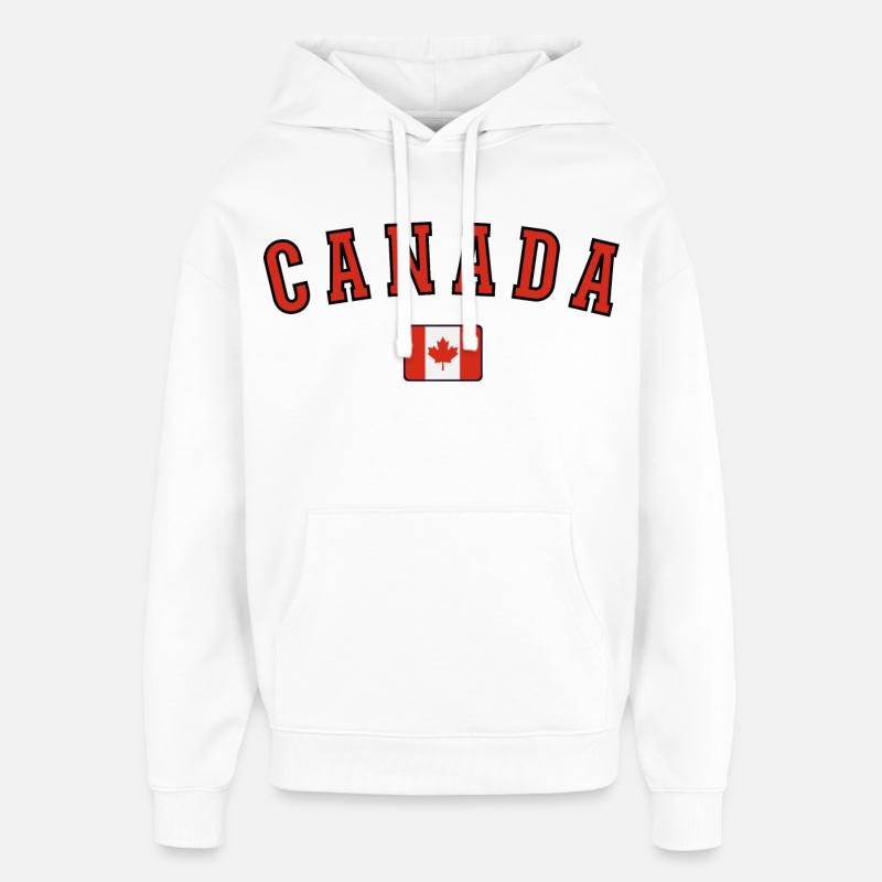 Drapeau du Canada, fierté canadienne - Sweat à capuche unisexe Stanley/Stella Oversized - blanc