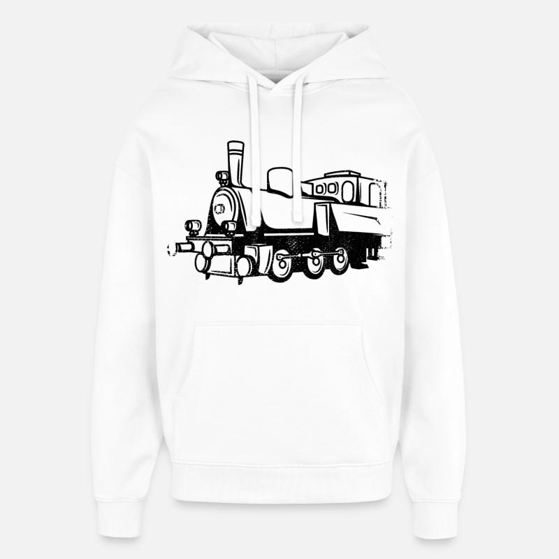 Dessin de train - Sweat à capuche unisexe Stanley/Stella Oversized - blanc