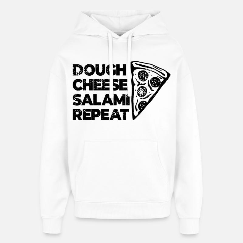 Pâte Fromage Salami Répéter - Sweat à capuche unisexe Stanley/Stella Oversized - blanc