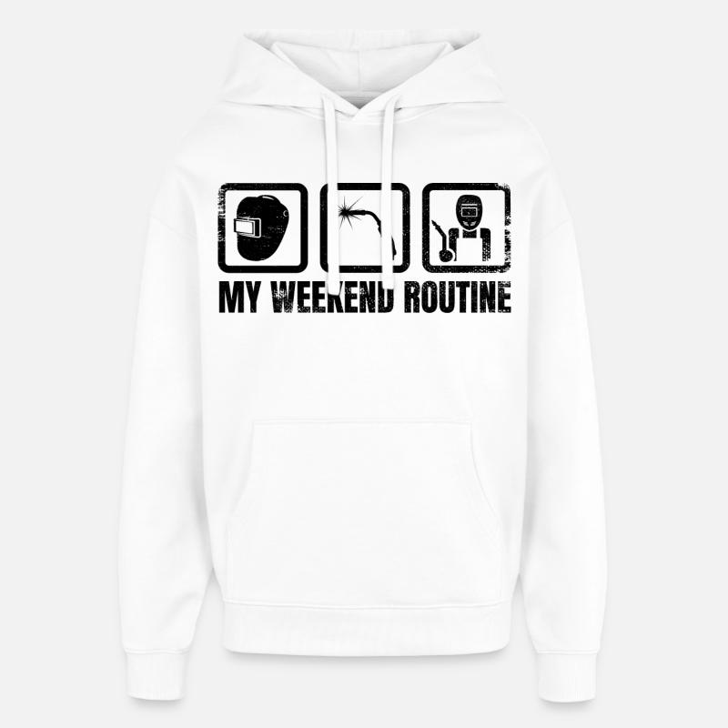 Meine Wochenendroutine - Oversized Unisex Hoodie von Stanley/Stella - Weiß