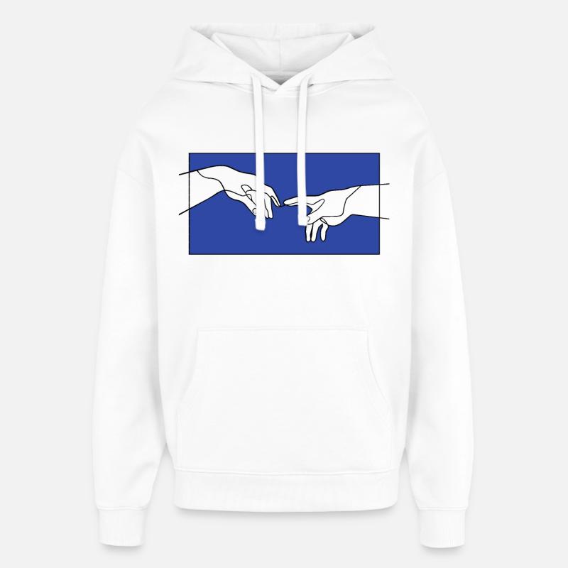 La création des mains d’Adam - Sweat à capuche unisexe Stanley/Stella Oversized - blanc