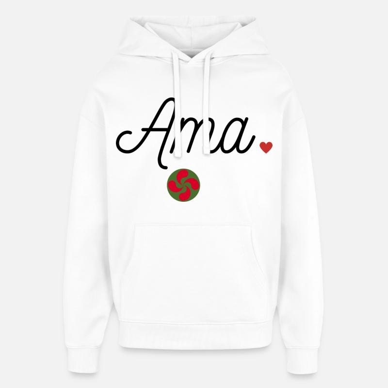 Ama et Lauburu. Maman en Basque - Sweat à capuche unisexe Stanley/Stella Oversized - blanc