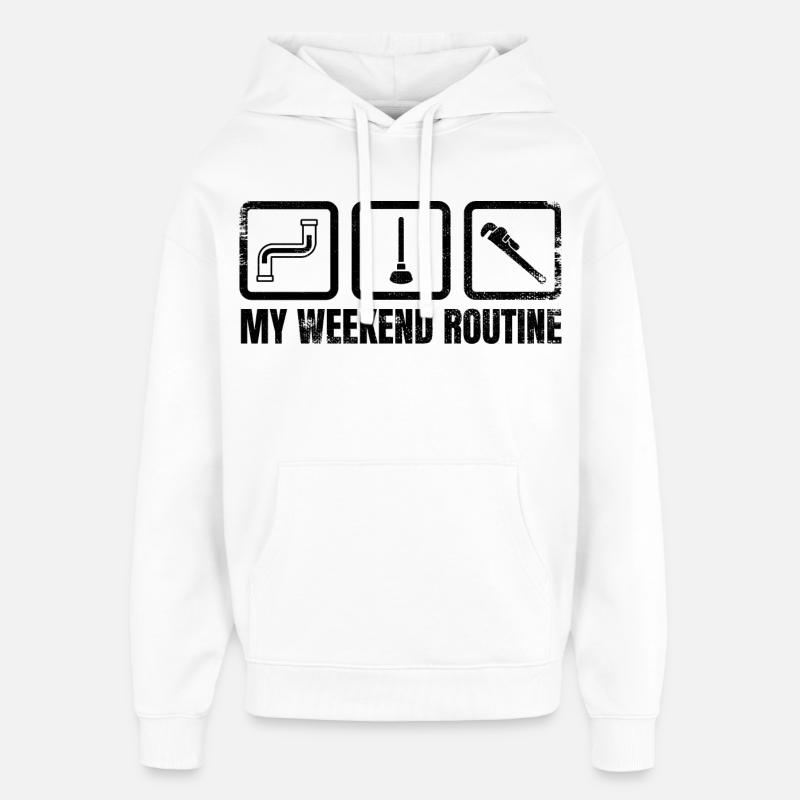 Ma routine du week-end - Sweat à capuche unisexe Stanley/Stella Oversized - blanc