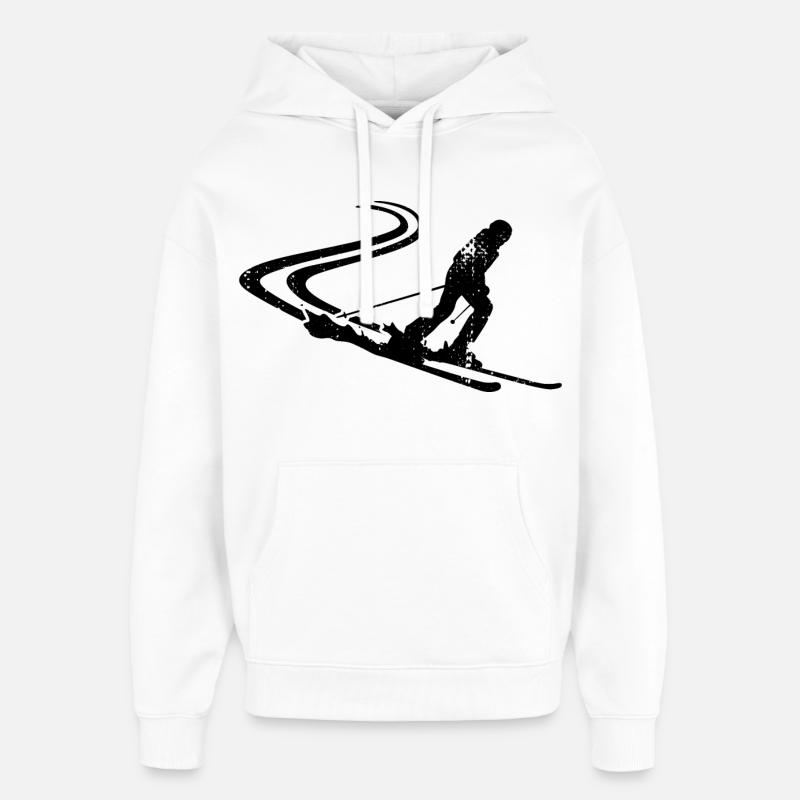 Dessin de skieur - Sweat à capuche unisexe Stanley/Stella Oversized - blanc