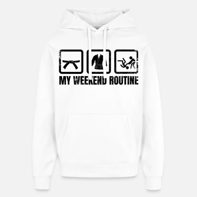 Routine du week-end de judoka - Sweat à capuche unisexe Stanley/Stella Oversized - blanc