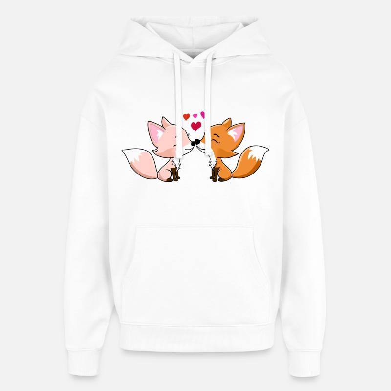 Amoureux des renards - Sweat à capuche unisexe Stanley/Stella Oversized - blanc
