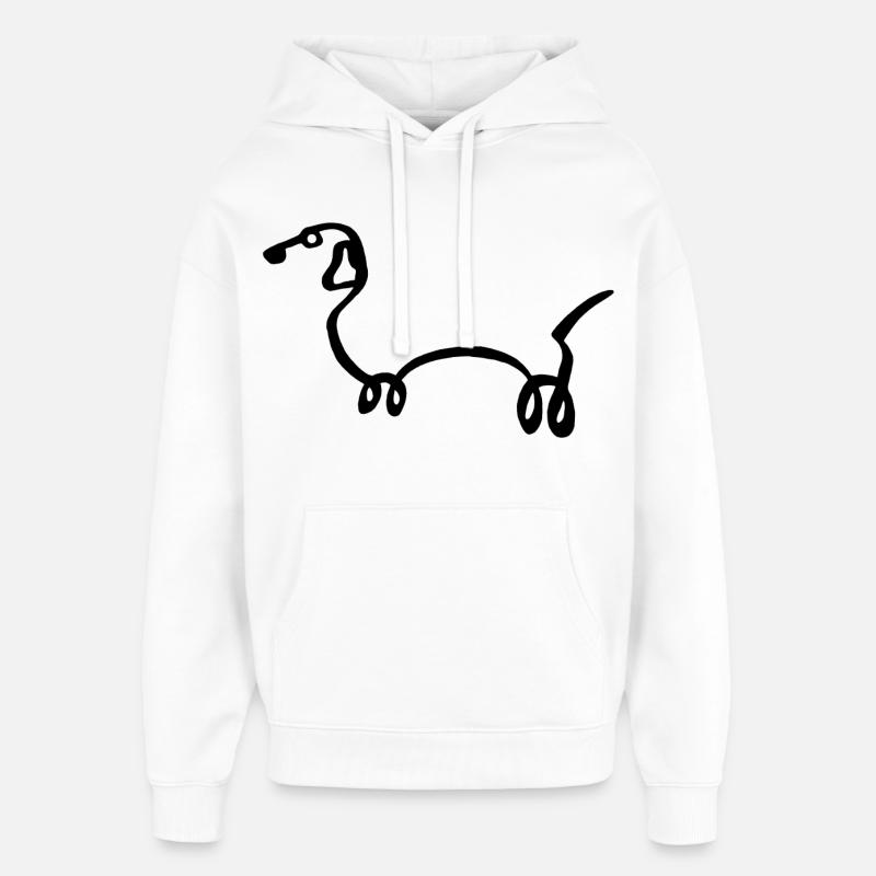 Esquisse du chien noir - Sweat à capuche unisexe Stanley/Stella Oversized - blanc