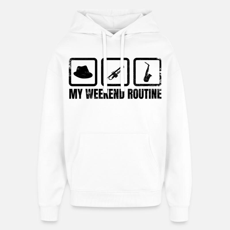 Meine Wochenendroutine - Oversized Unisex Hoodie von Stanley/Stella - Weiß