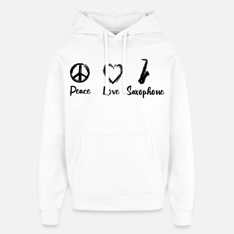 J’adore le saxophone - Sweat à capuche unisexe Stanley/Stella Oversized - blanc