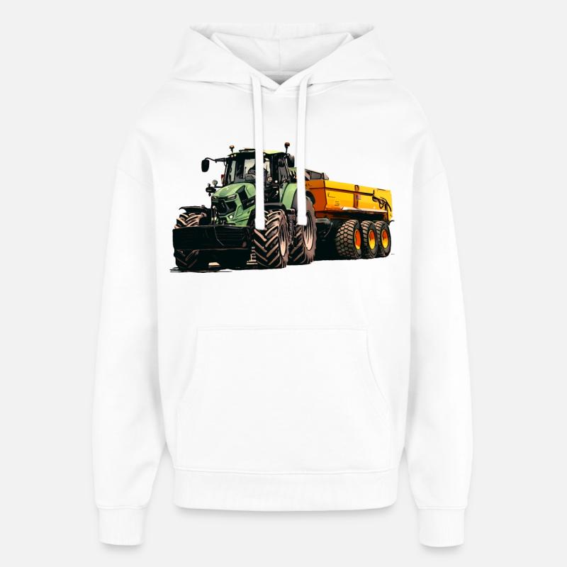 Deutz med tipvogn - Hættetrøje unisex Stanley/Stella Oversized - hvid