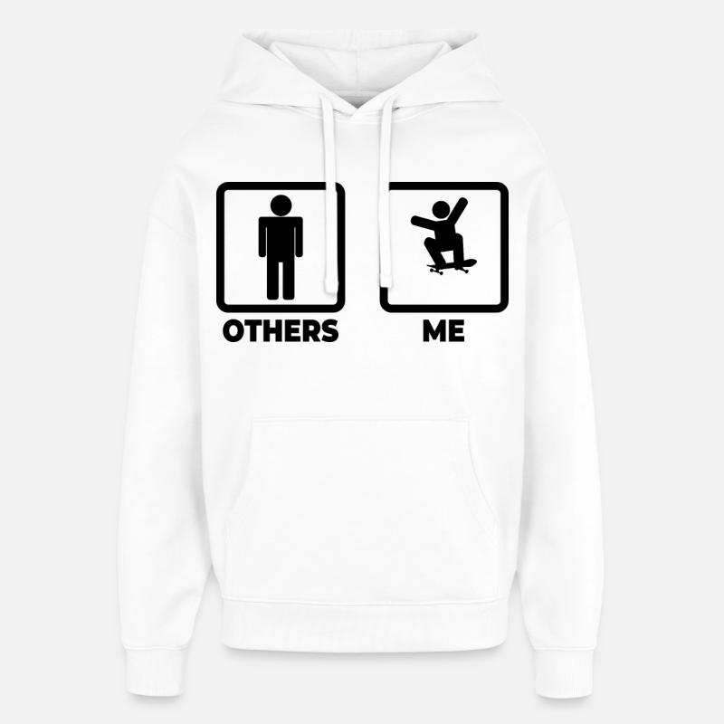 Dessin animé de skateboarder - Sweat à capuche unisexe Stanley/Stella Oversized - blanc