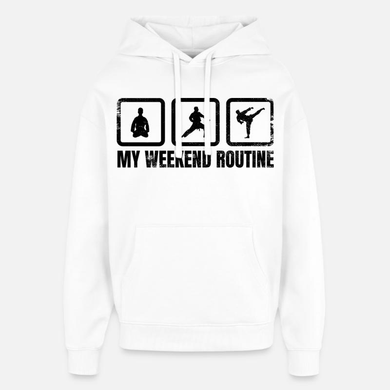 Ma routine du week-end - Sweat à capuche unisexe Stanley/Stella Oversized - blanc