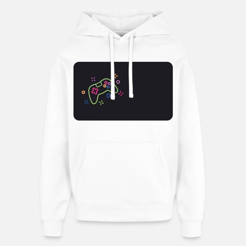 Bunter Spielecontroller auf schwarzem Hintergrund - Oversized Unisex Hoodie von Stanley/Stella - Weiß