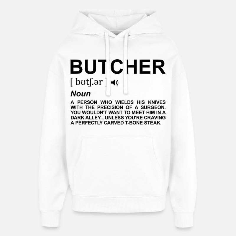 Signification de Butcher - Sweat à capuche unisexe Stanley/Stella Oversized - blanc
