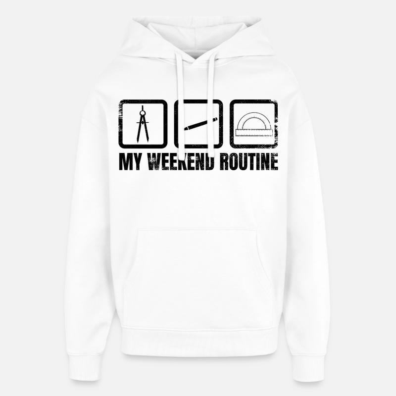 Ma routine du week-end - Sweat à capuche unisexe Stanley/Stella Oversized - blanc