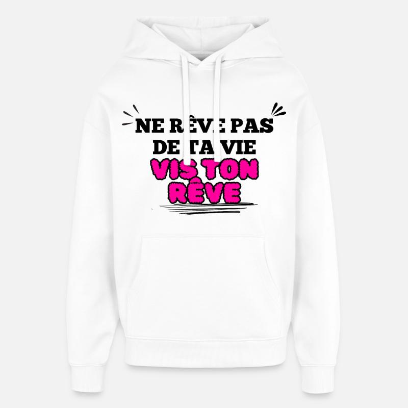 Message Inspirant Visuel florale rose - Sweat à capuche unisexe Stanley/Stella Oversized - blanc