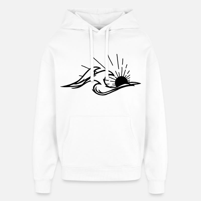 Les vagues et le soleil noir - Sweat à capuche unisexe Stanley/Stella Oversized - blanc