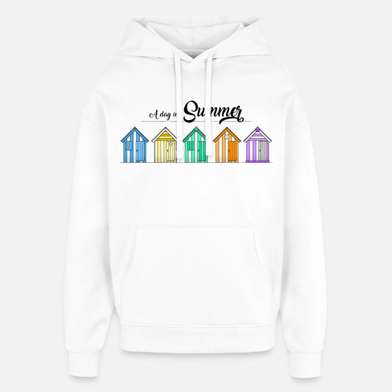 cabines de plage - Sweat à capuche unisexe Stanley/Stella Oversized - blanc