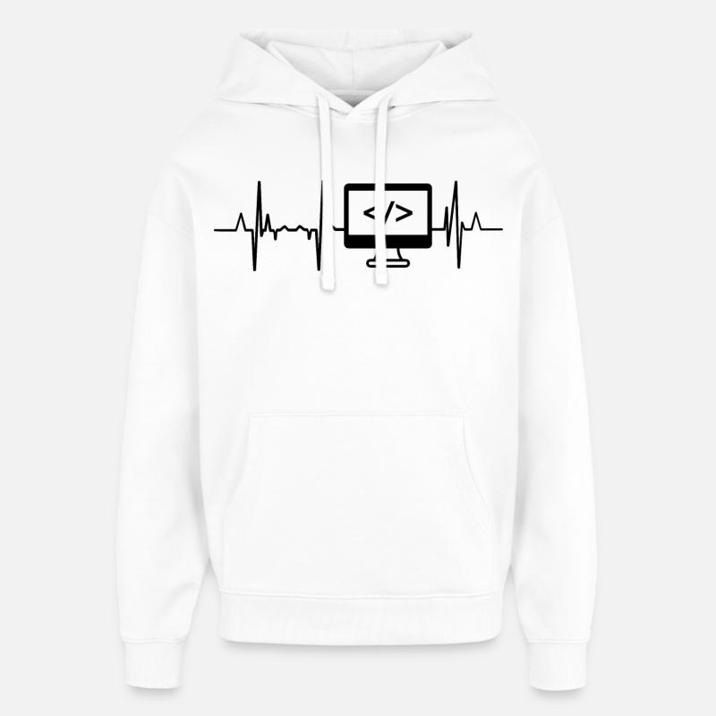 Programmateur Heartbeat - Sweat à capuche unisexe Stanley/Stella Oversized - blanc