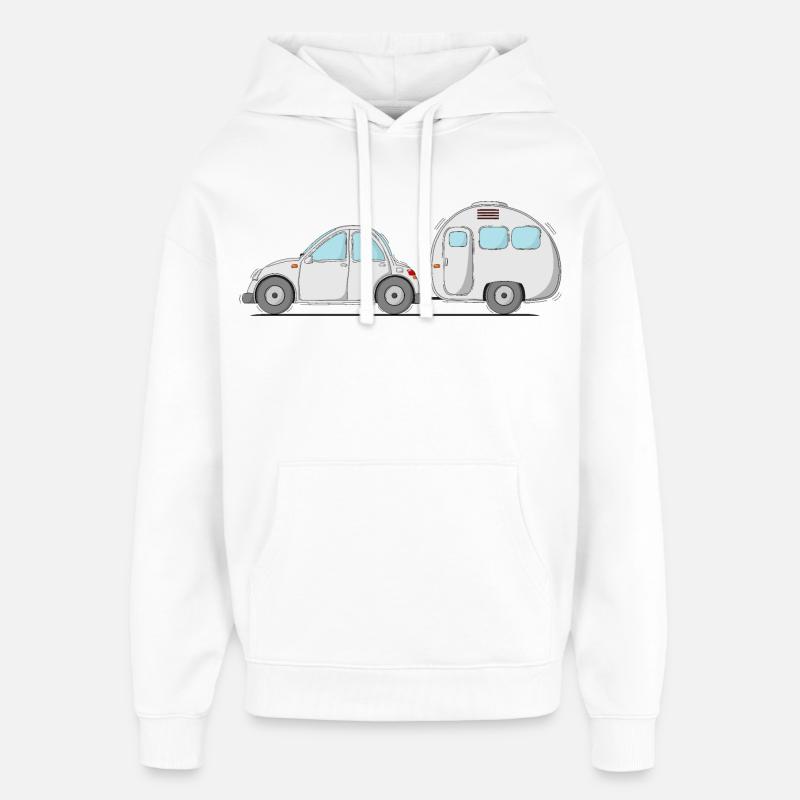 Auto mit Wohnwagen Grau - Oversized Unisex Hoodie von Stanley/Stella - Weiß
