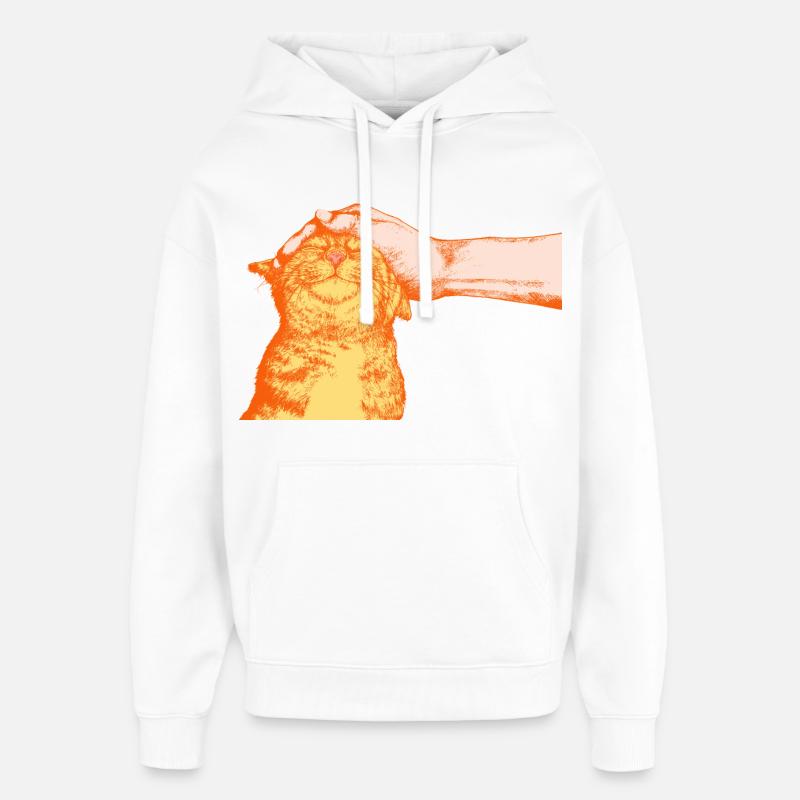 LE CHAT HEUREUX - Sweat à capuche unisexe Stanley/Stella Oversized - blanc