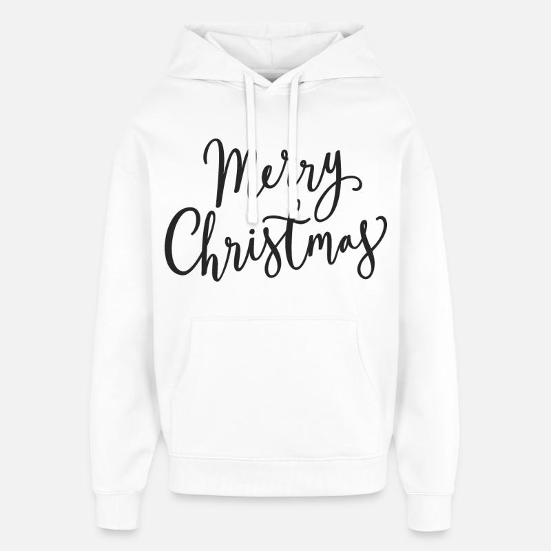 Merry Christmas Script Noir - Sweat à capuche unisexe Stanley/Stella Oversized - blanc