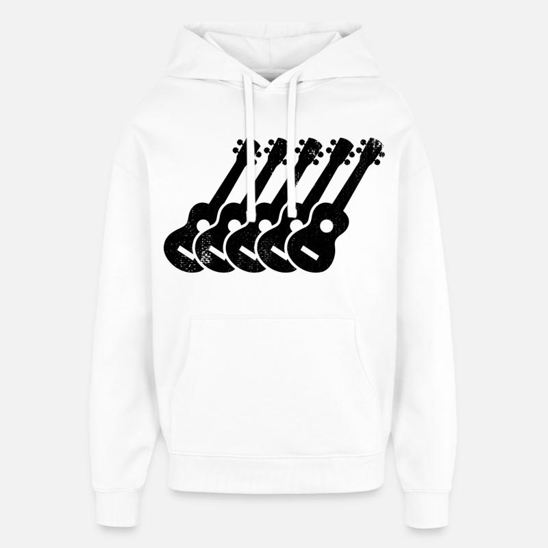 Dessin de ukulélé - Sweat à capuche unisexe Stanley/Stella Oversized - blanc