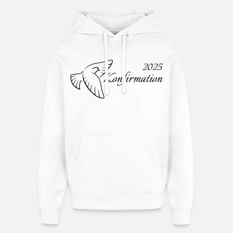 Konfirmation 2025 fliegende Taube Heiliger Geist - Oversized Unisex Hoodie von Stanley/Stella - Weiß
