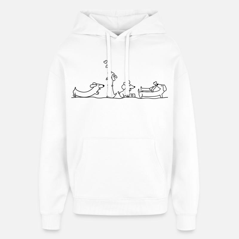 Illustration de teckel affectueux - Sweat à capuche unisexe Stanley/Stella Oversized - blanc