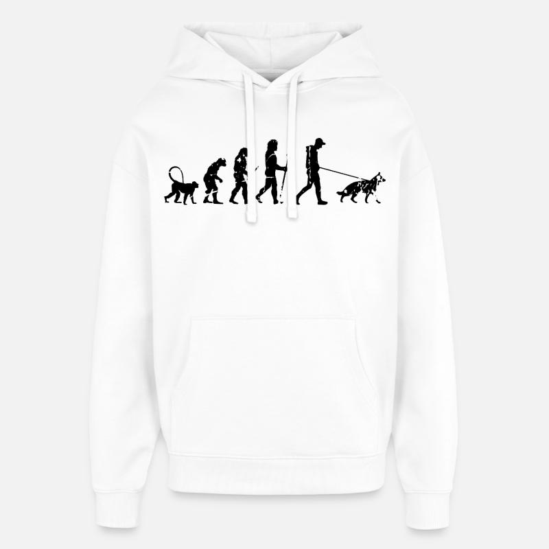 German Shepherd Evolution - Oversized Unisex Hoodie by Stanley/Stella - white