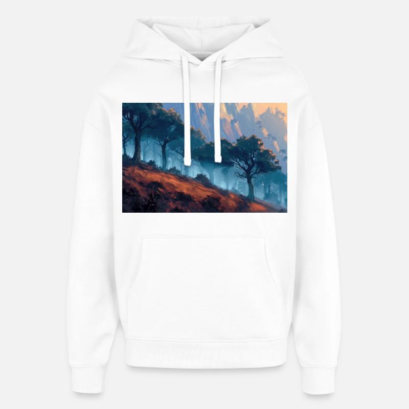 Poster Illustration Paysage de Forêt - Sweat à capuche unisexe Stanley/Stella Oversized - blanc