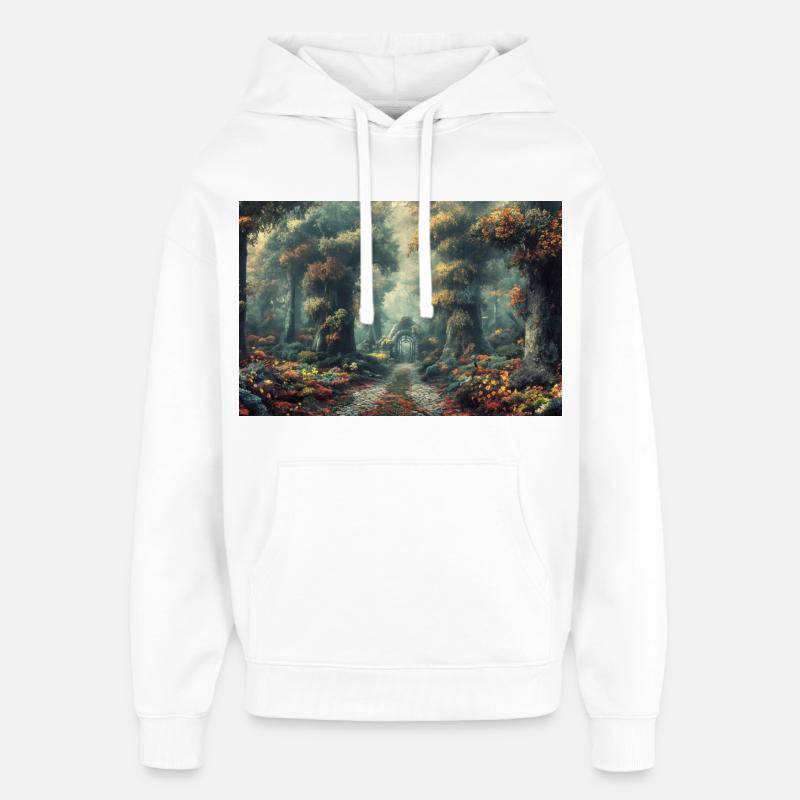 Poster Illustration Paysage de Forêt - Sweat à capuche unisexe Stanley/Stella Oversized - blanc