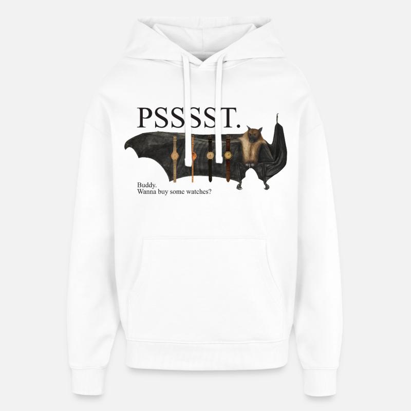 Pssst... Revendeur de montres chauve-souris - Sweat à capuche unisexe Stanley/Stella Oversized - blanc