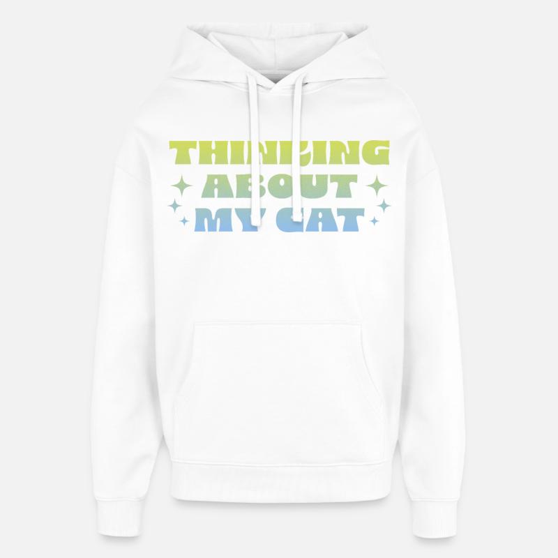 Penser à mon chat - Sweat à capuche unisexe Stanley/Stella Oversized - blanc