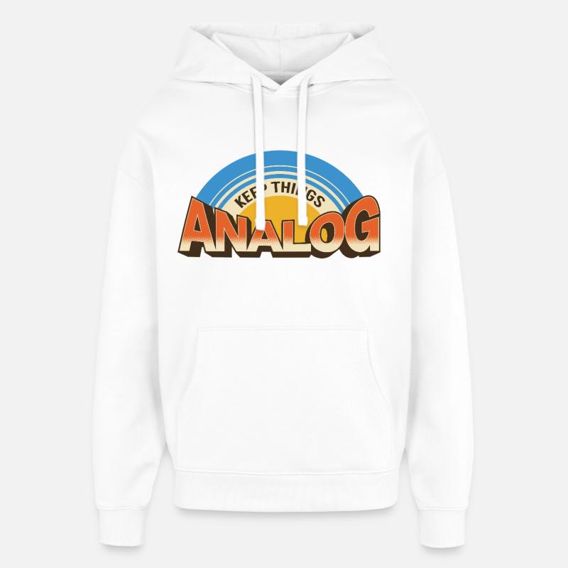 Keep Things Analog – Retro Tech-Statement - Oversized Unisex Hoodie von Stanley/Stella - Weiß
