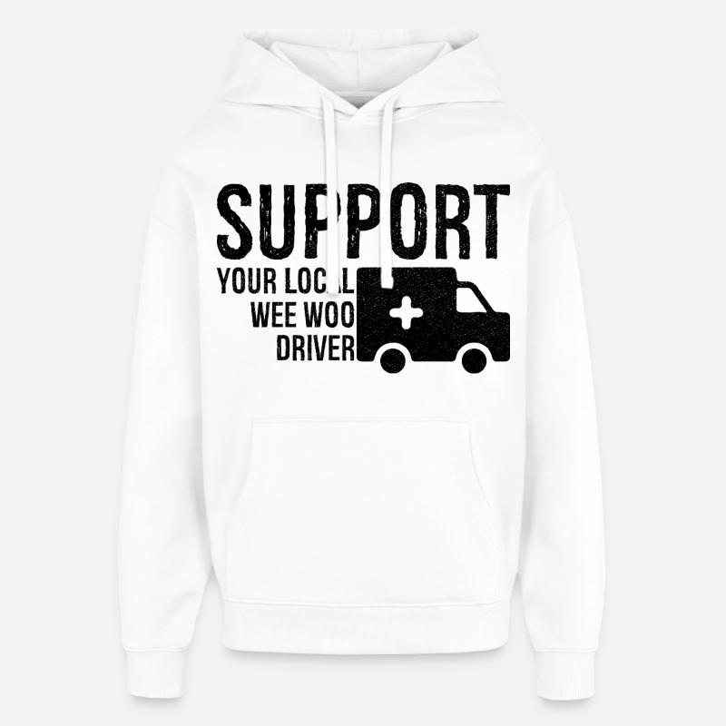 Soutenez votre chauffeur Wee Woo local - Sweat à capuche unisexe Stanley/Stella Oversized - blanc