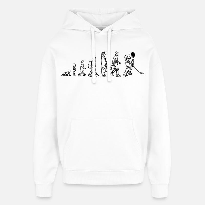 Evolution Eishockeyspieler - Oversized Unisex Hoodie von Stanley/Stella - Weiß