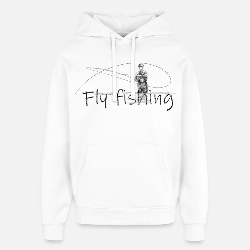 Pêche à la mouche - Sweat à capuche unisexe Stanley/Stella Oversized - blanc